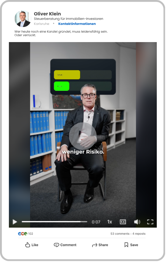 Beispiel Meinungsführer-Video auf LinkedIn